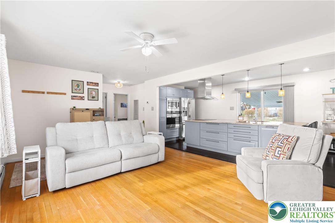 This Bright Living Space is Open to the Kitchen
