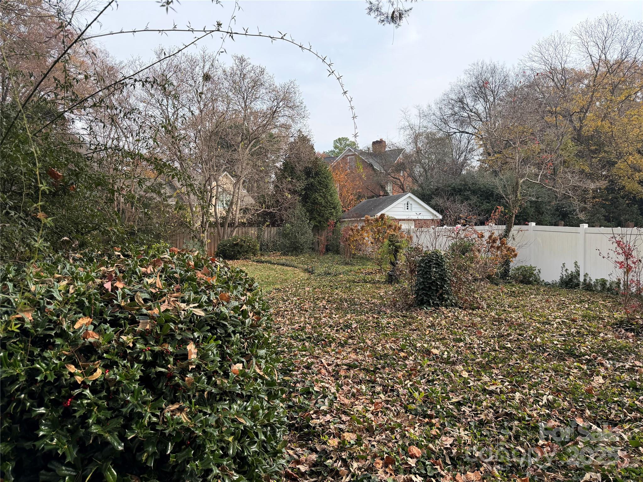 a backyard of a house with lots of green space