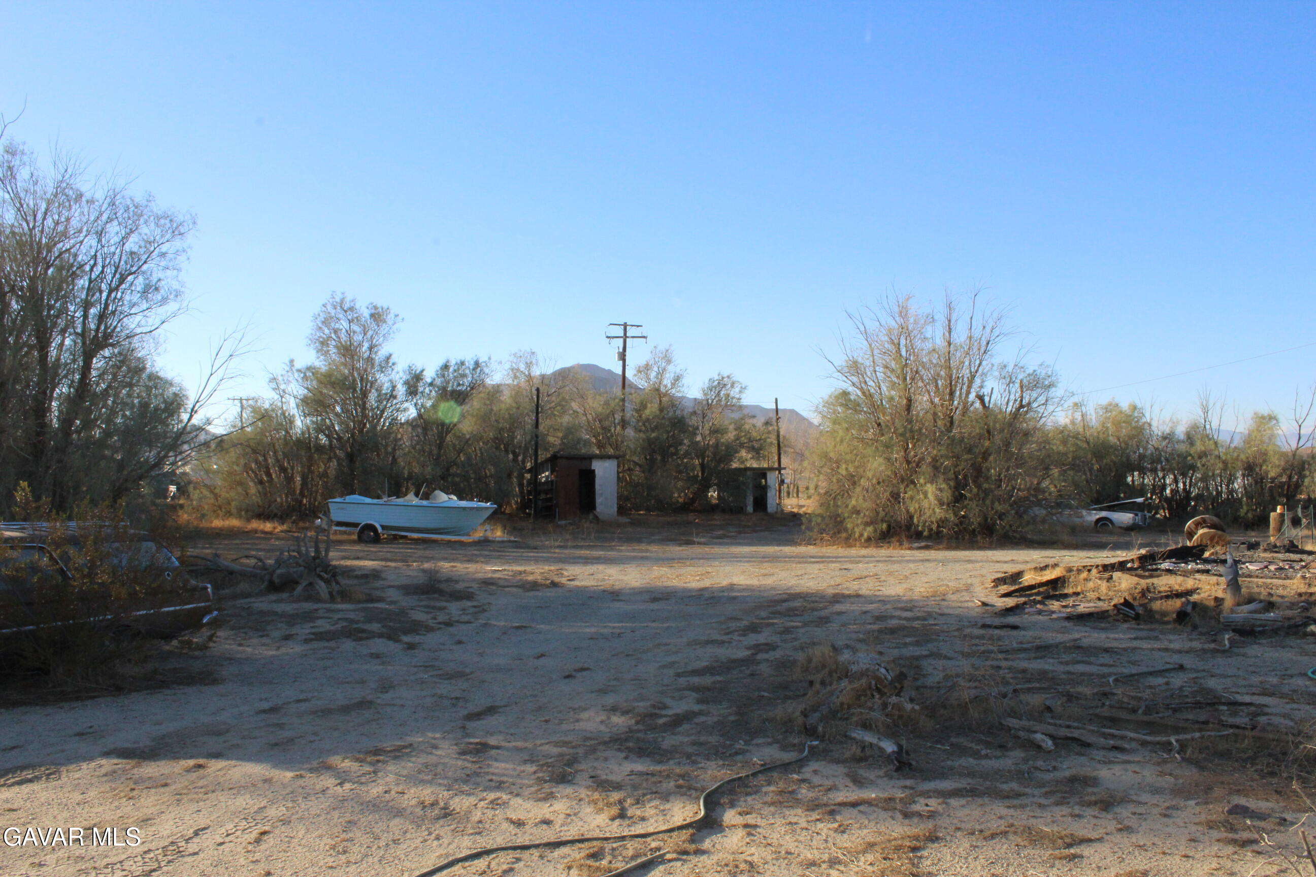 9485 Elberta Street Mojave, CA 93501 - Photo 7 of 12 a view of dirt yard with a large trees