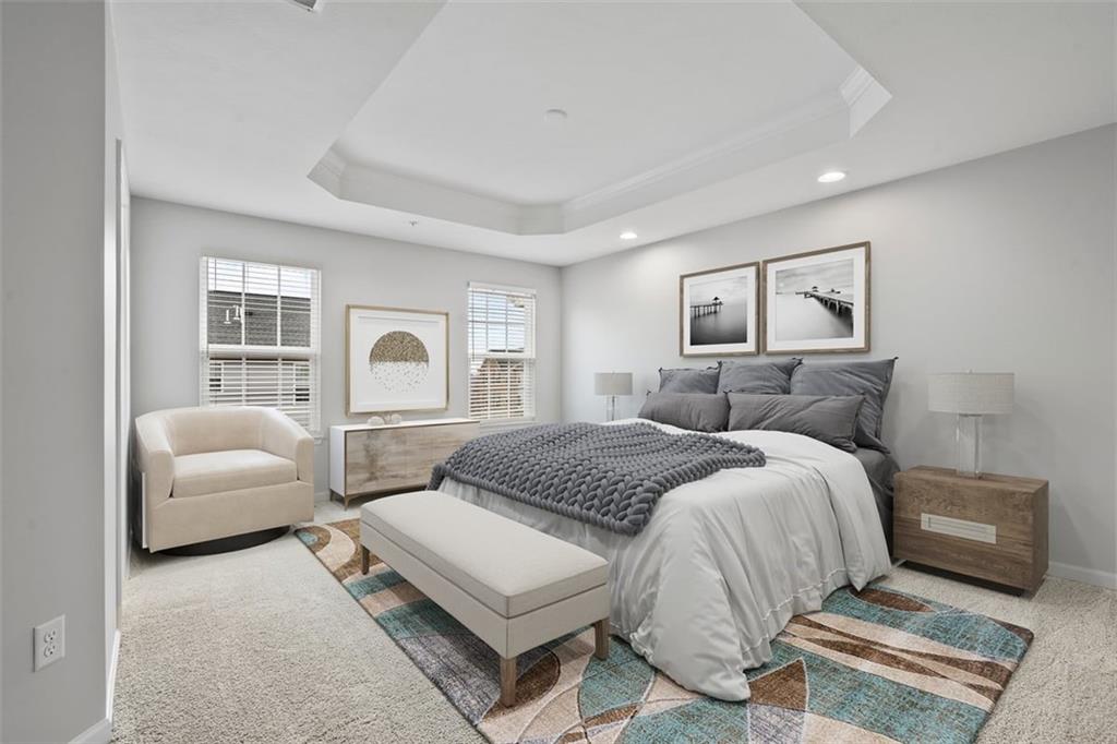 1402 Pointe View Drive Mars, PA 16046 - Photo 12 of 25 a spacious bedroom with a bed a couch and a window