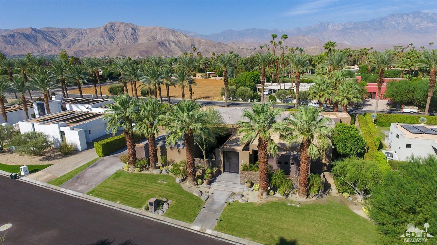 37 Sun Ridge Circle Rancho Mirage, CA 92270 - Photo 60 of 63 an aerial view of a house with a yard basket ball court and outdoor seating