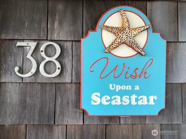 with sign on a wooden wall