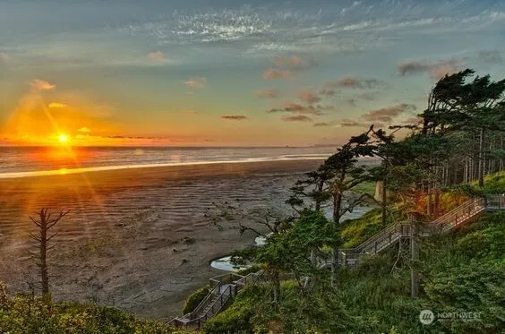 a view of an ocean and beach