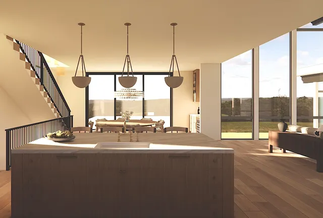 a view of sky from stairs