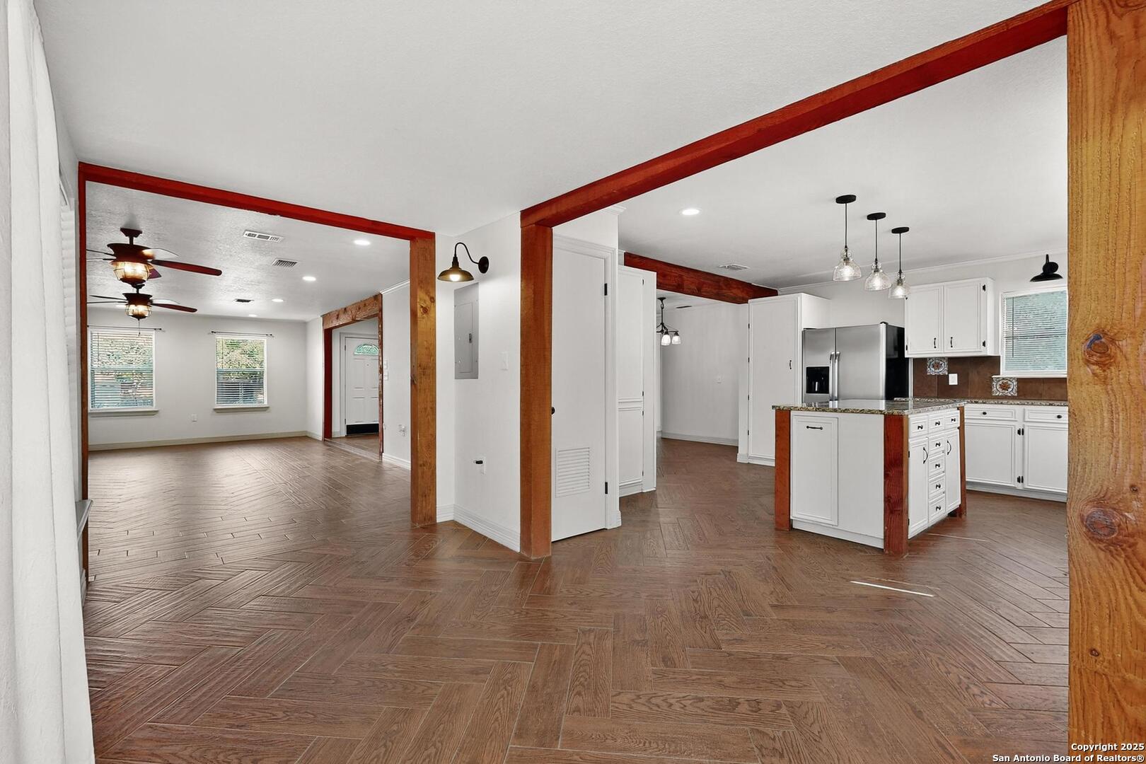 7140 Tree Bend Street China Grove, TX 78263 - Photo 13 of 49 a view of a kitchen with a sink and a refrigerator