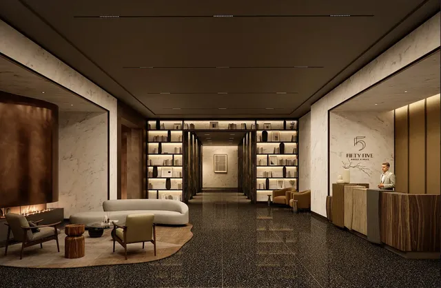 a living room with furniture and walk in closet