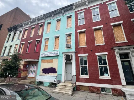 a front view of a multi story building