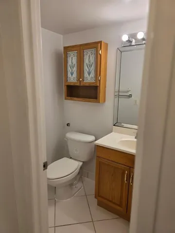 a bathroom with a toilet a sink and mirror