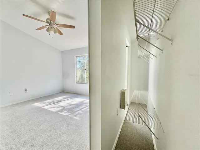 a view of an empty walk in closet