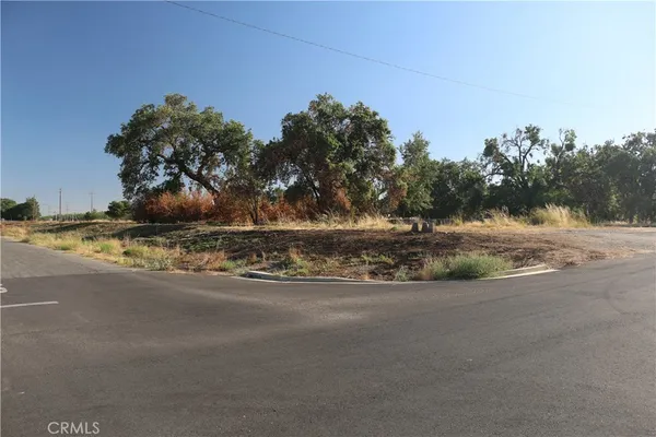 a view of a road with a building in the background