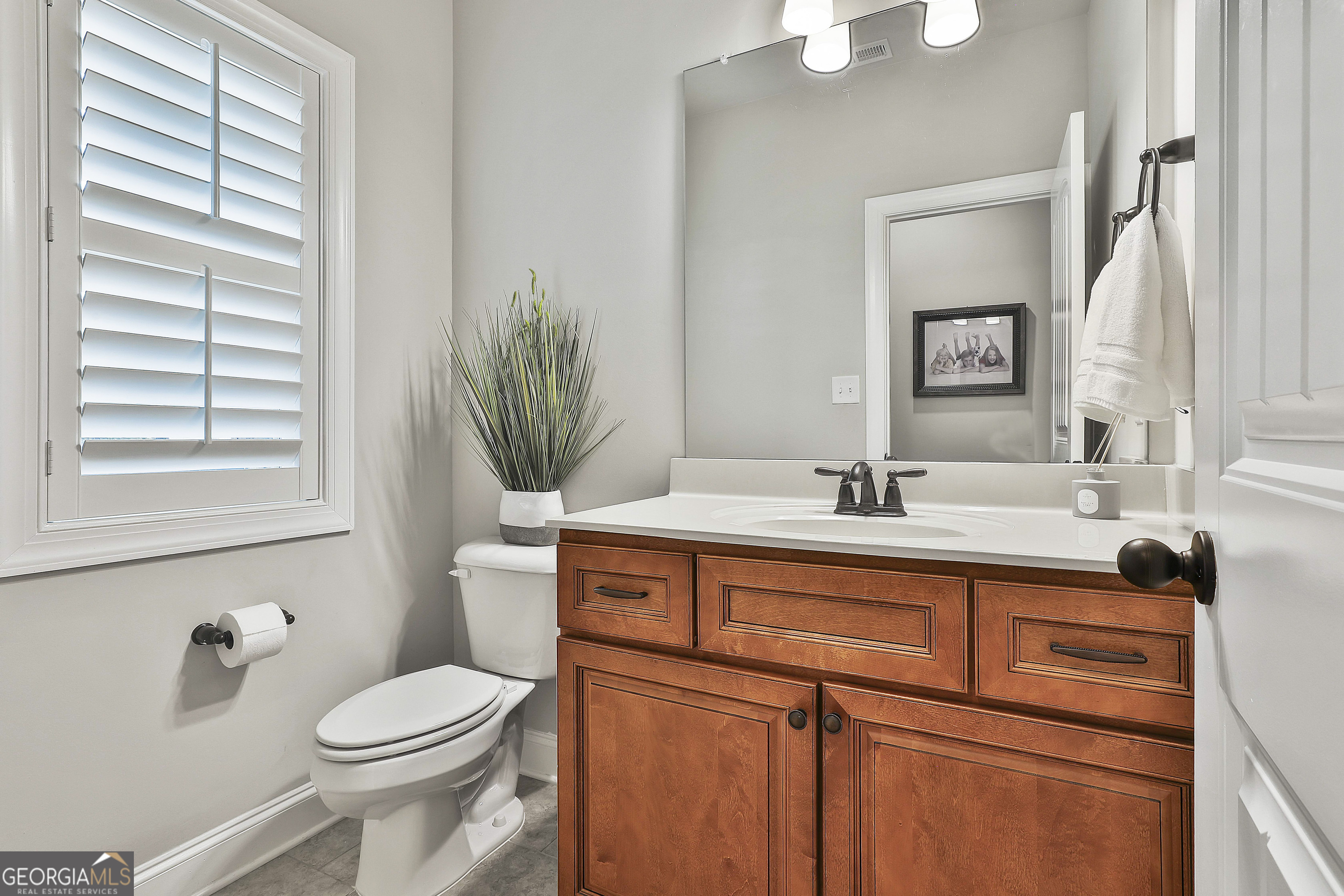 155 Wet Stone Road Senoia, GA 30276 - Photo 32 of 46 a bathroom with a sink a toilet and mirror