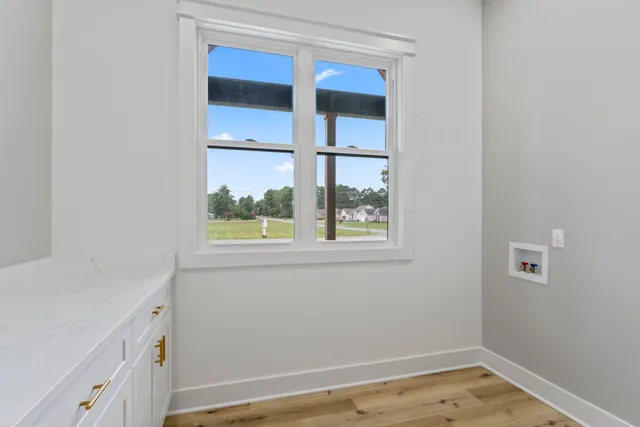 a view of a room that has a window in it