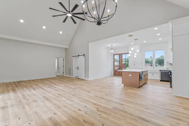a view of kitchen and windows