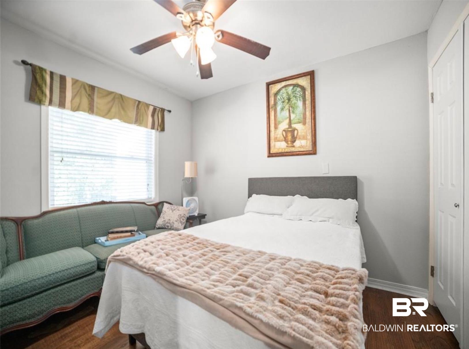 1420 Vega Drive Mobile, AL 36693 - Photo 13 of 18 Bedroom with a closet, dark wood finished floors, and ceiling fan