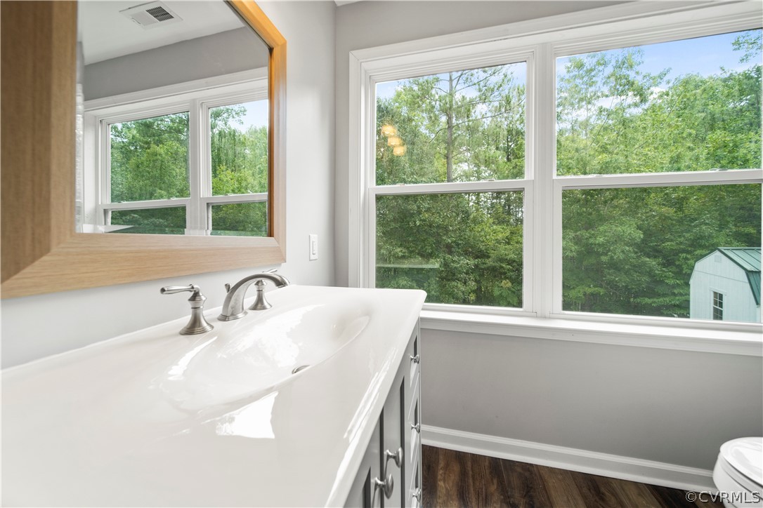 2577 Pleasant Oak Road Victoria, VA 23974 - Photo 31 of 38 a bathroom with a sink and a large mirror