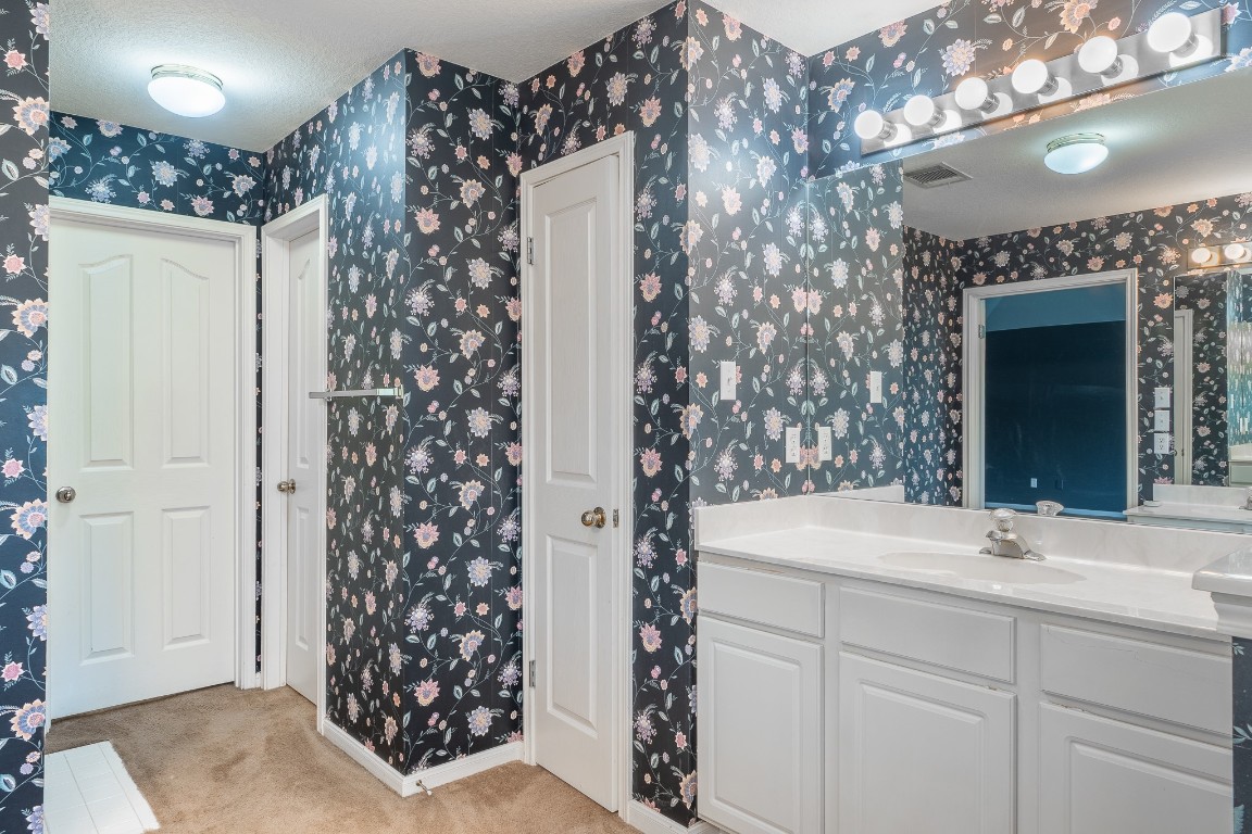 1706 Apache Trail Round Rock, TX 78665 - Photo 20 of 40 Full bathroom with vanity and wallpapered walls