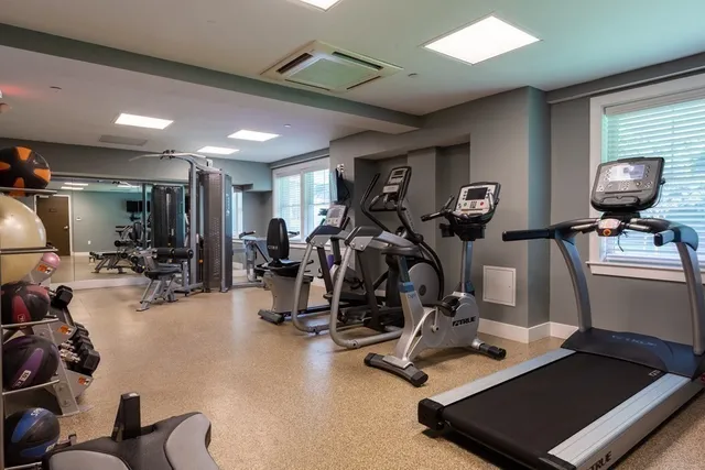 a view of a room with gym equipment