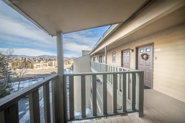 a view of wooden balcony