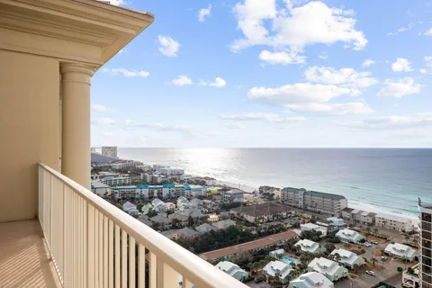 a view of a city from a balcony