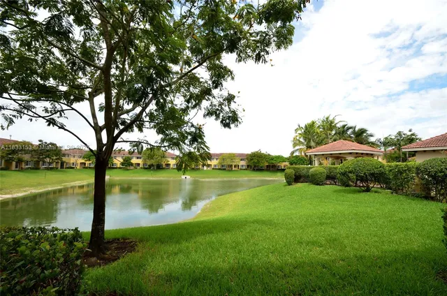 a view of a garden with an outdoor space