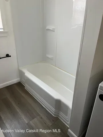 a bathroom with a bathtub