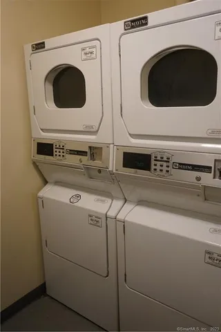 a close up view of washer and dryer