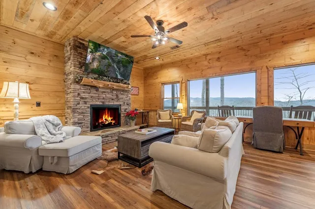 a bedroom with a bed and a table