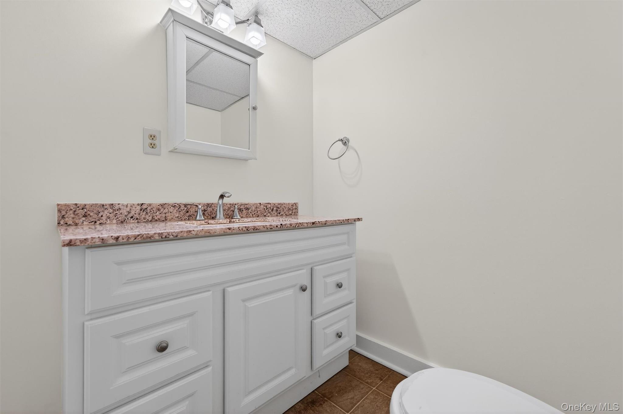 420 South Plank Road Westtown, NY 10998 - Photo 21 of 26 a bathroom with a granite countertop toilet sink and mirror
