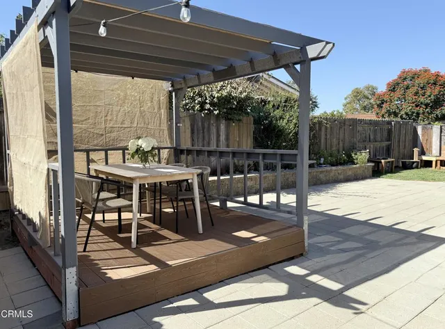 a view of backyard with patio