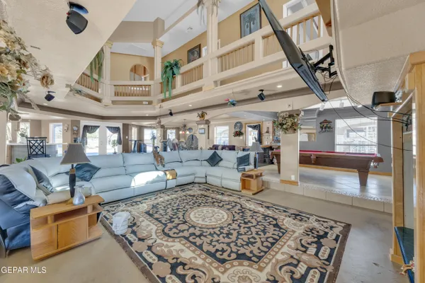 a living room with furniture