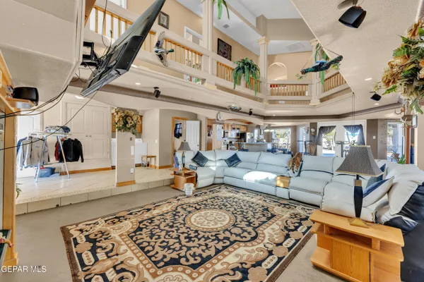 a living room with furniture