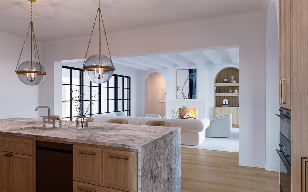 6960 Joyce Way Dallas, TX 75225 - Photo 11 of 18 a view of living room with granite countertop furniture and wooden floor