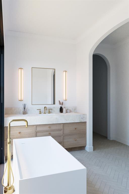 6960 Joyce Way Dallas, TX 75225 - Photo 16 of 18 a large bathroom with a sink and a mirror