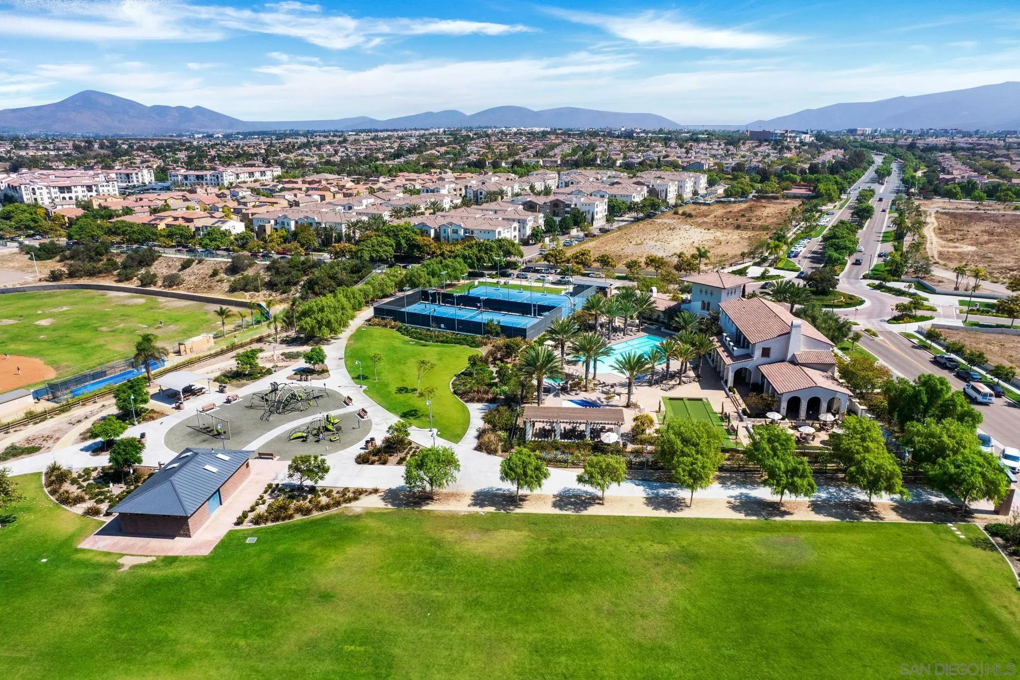 1438 Pershing Road Chula Vista, CA 91913 - Photo 36 of 45 an aerial view of residential houses with outdoor space and swimming pool