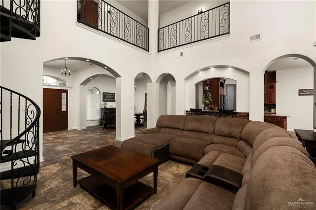 a living room with furniture