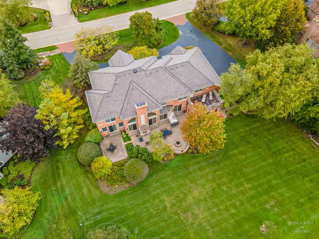 an aerial view of a house