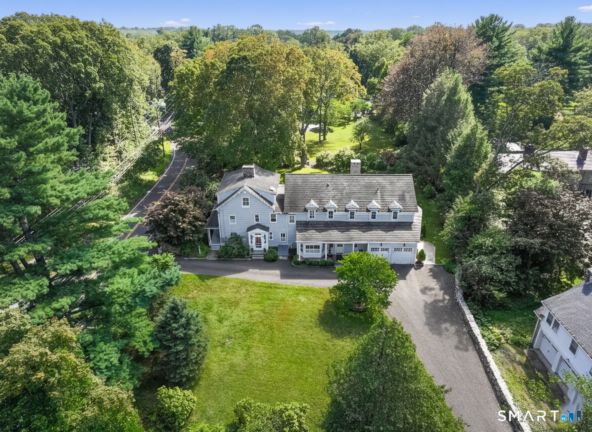 an aerial view of a house