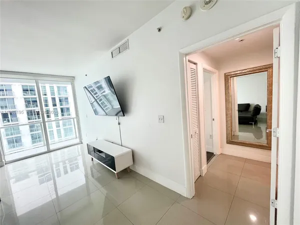 a view of small space with racks on the wall
