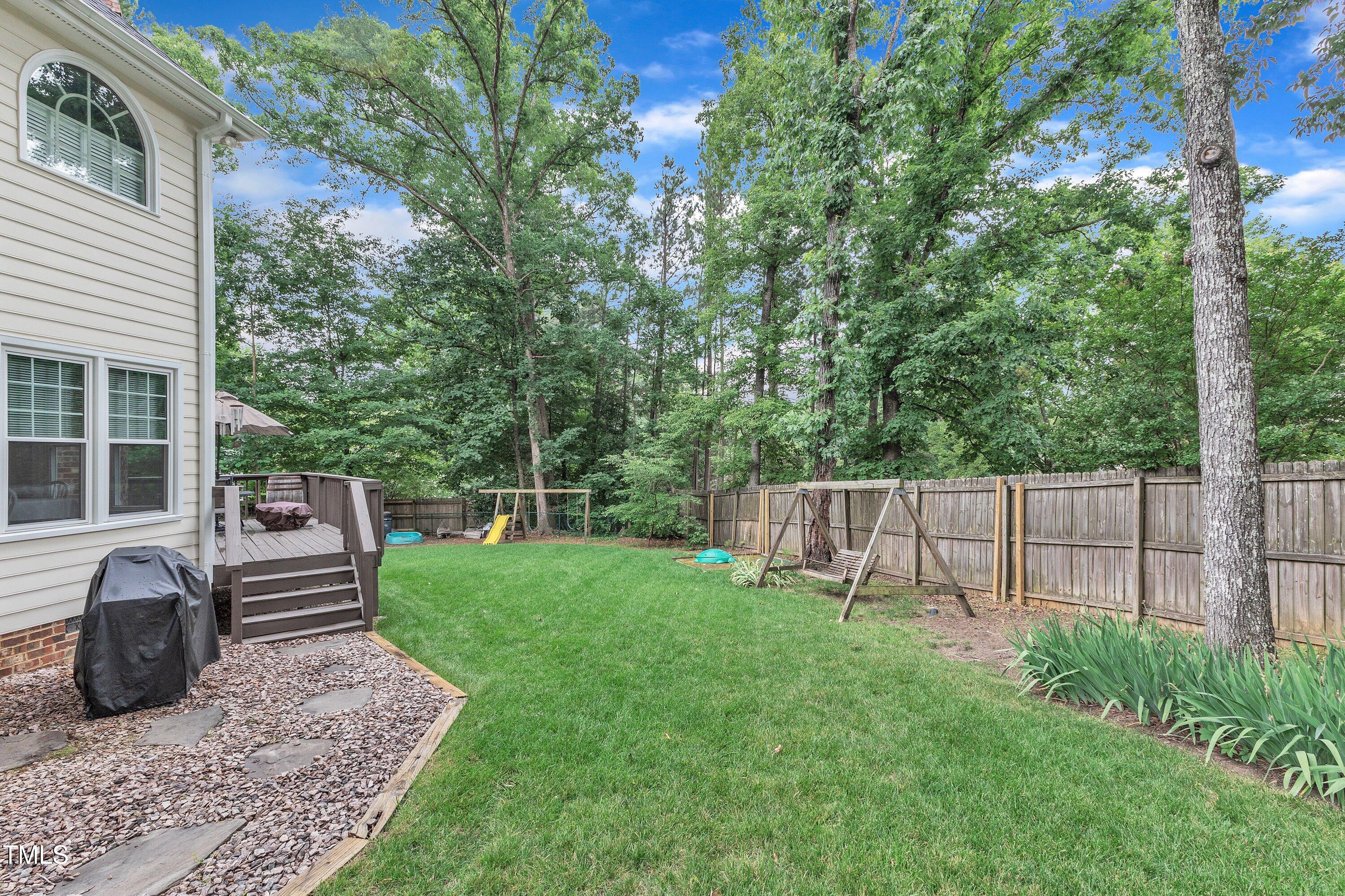 7613 Percy Court Raleigh, NC 27613 - Photo 47 of 51 a view of a backyard with a garden and deck