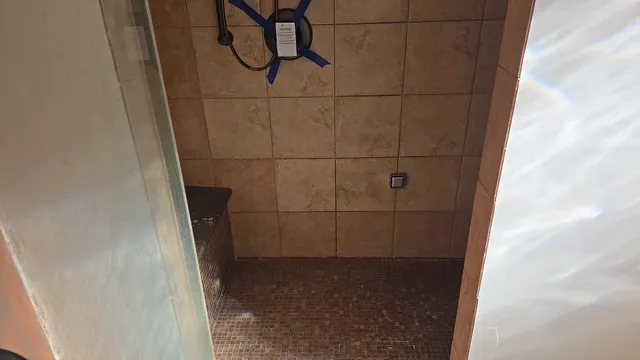 a bathroom with a shower