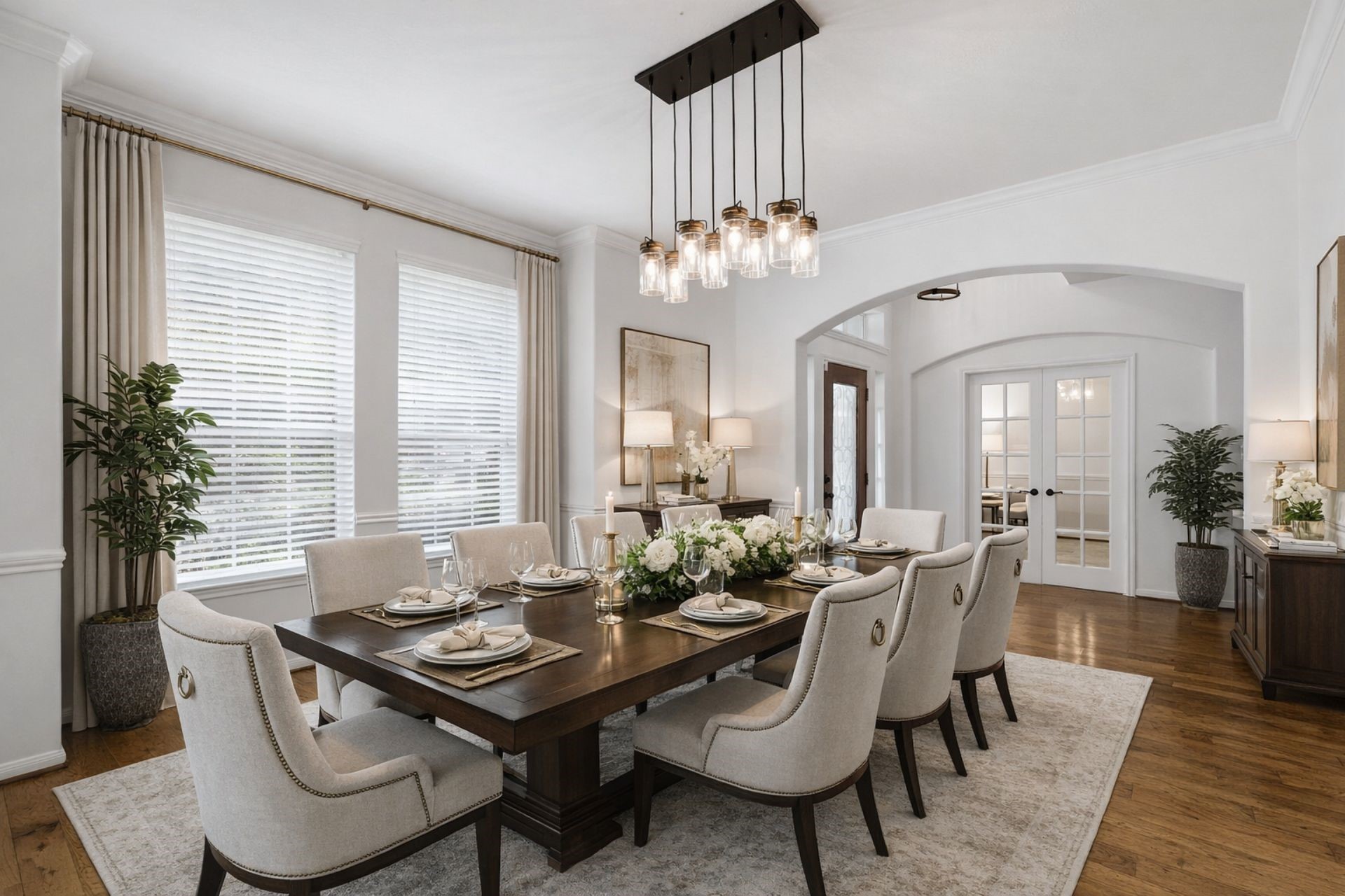 8169 Tranquil Lake Way Conroe, TX 77385 - Photo 7 of 26 a view of a dining room with furniture window and wooden floor