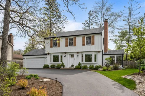 front view of a house with a patio