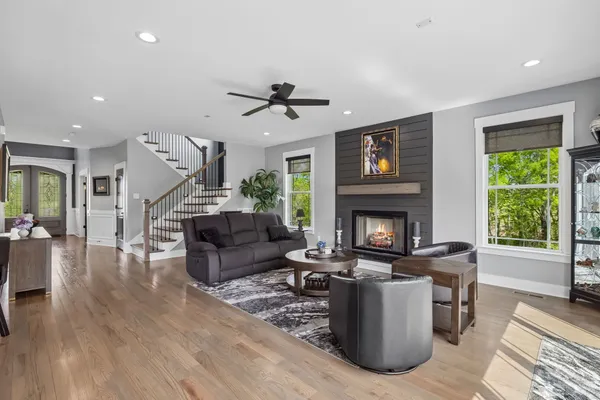 a view of a livingroom with a flat screen tv