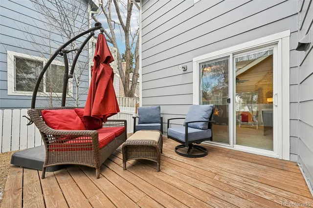 a view of a chairs on the deck