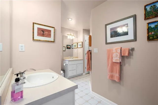 a bathroom with a sink toilet and vanity