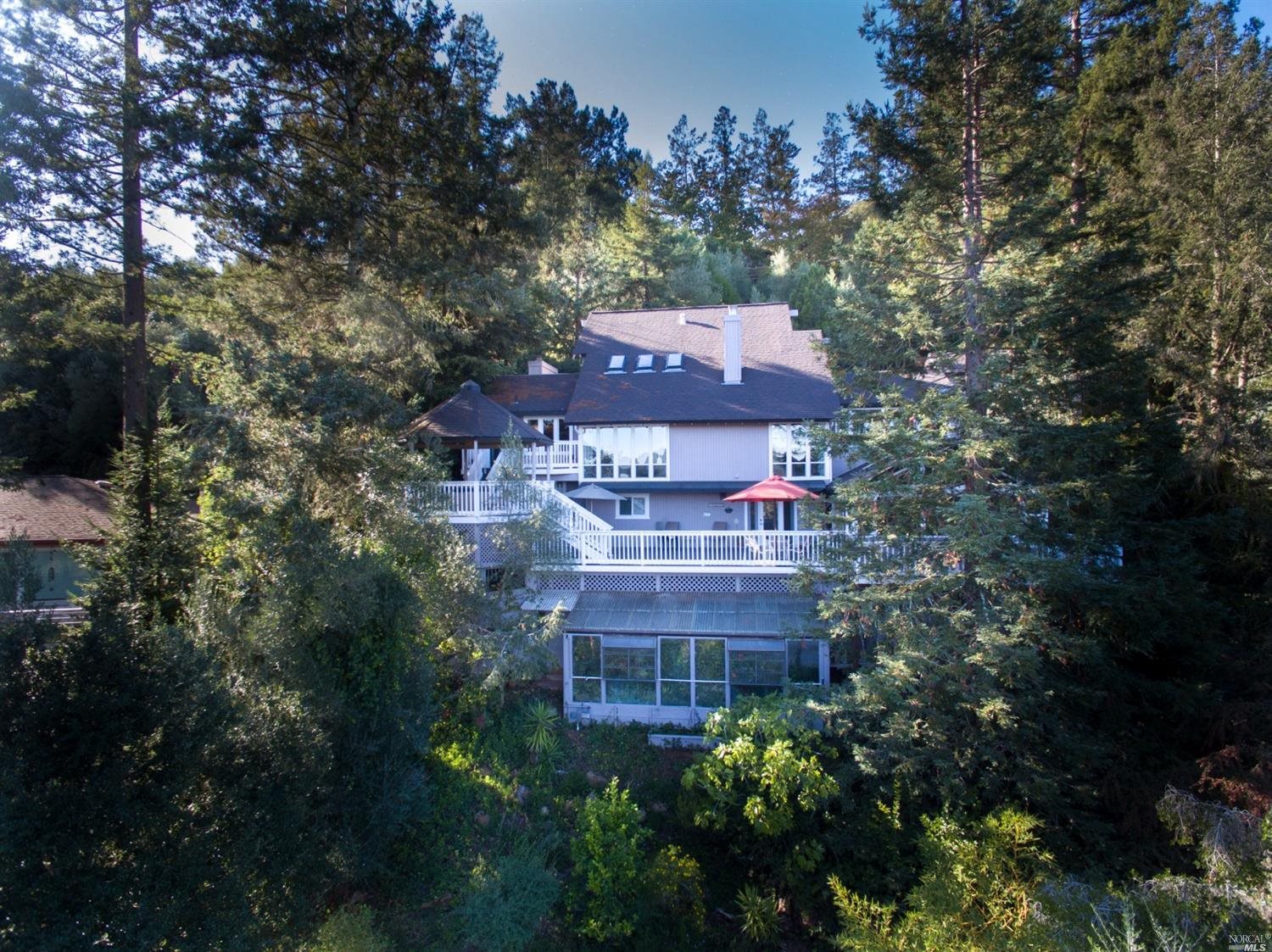 an aerial view of a house