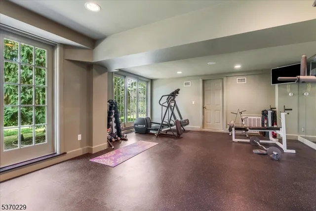 a view of a room with gym equipment