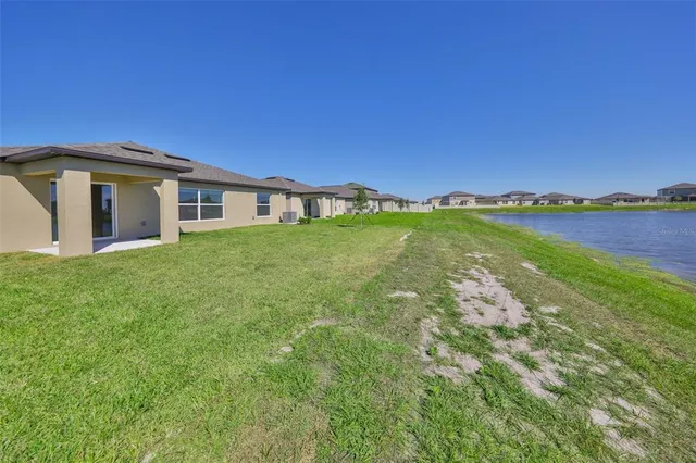 a view of a park with large trees and a park