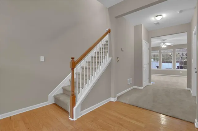 a view of a hallway with entryway