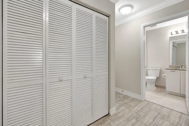 a view of a room with a window